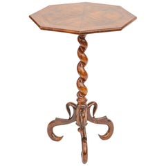 19th Century French Burled Walnut Octagonal Table