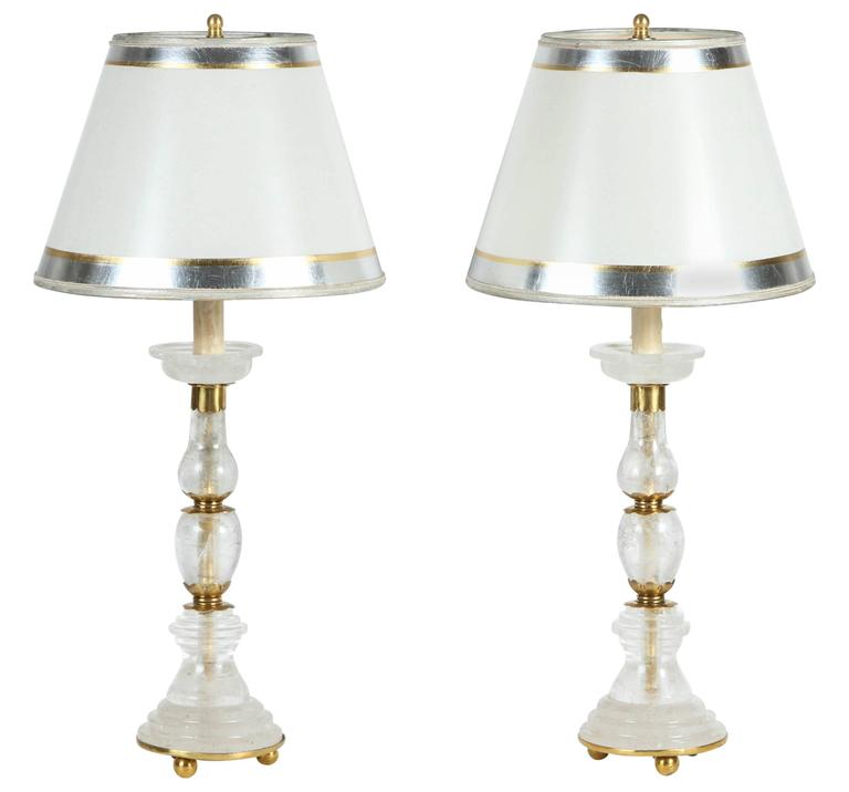 Pair Of Rock Crystal Lamps With Brass Ings For At 1stdibs Pair Of Rock Crystal Lamps With Brass Ings For