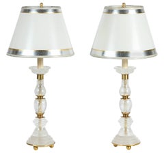 Pair of Rock Crystal Lamps with Brass Fittings