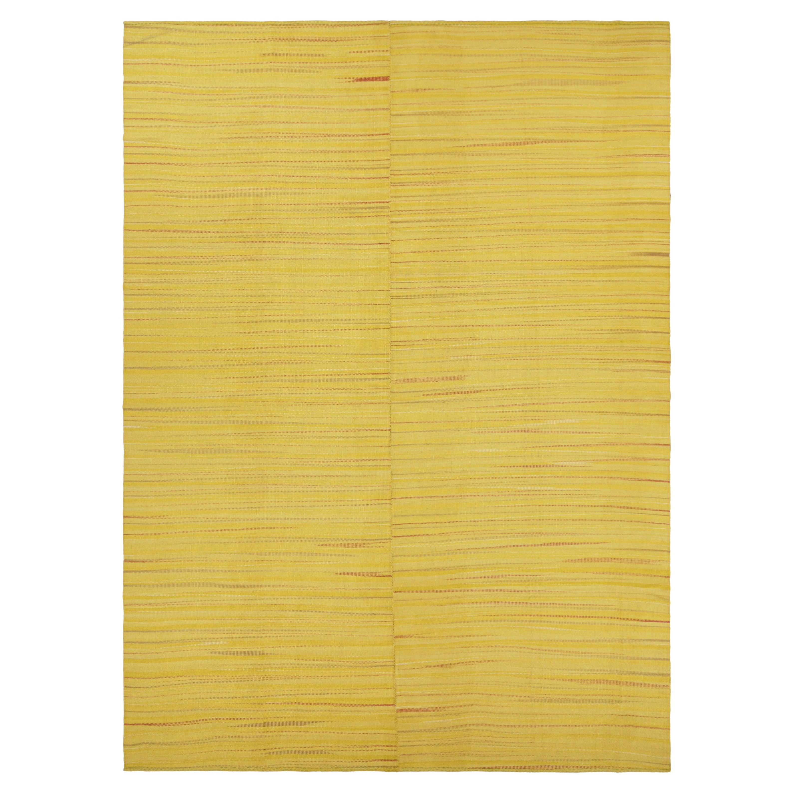 Rug & Kilim’s Oversized Contemporary Kilim in Yellow with Stripes For Sale