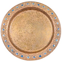 Louis Comfort Tiffany Furnaces Favrile Bronze Doré und Emaille Charger Teller