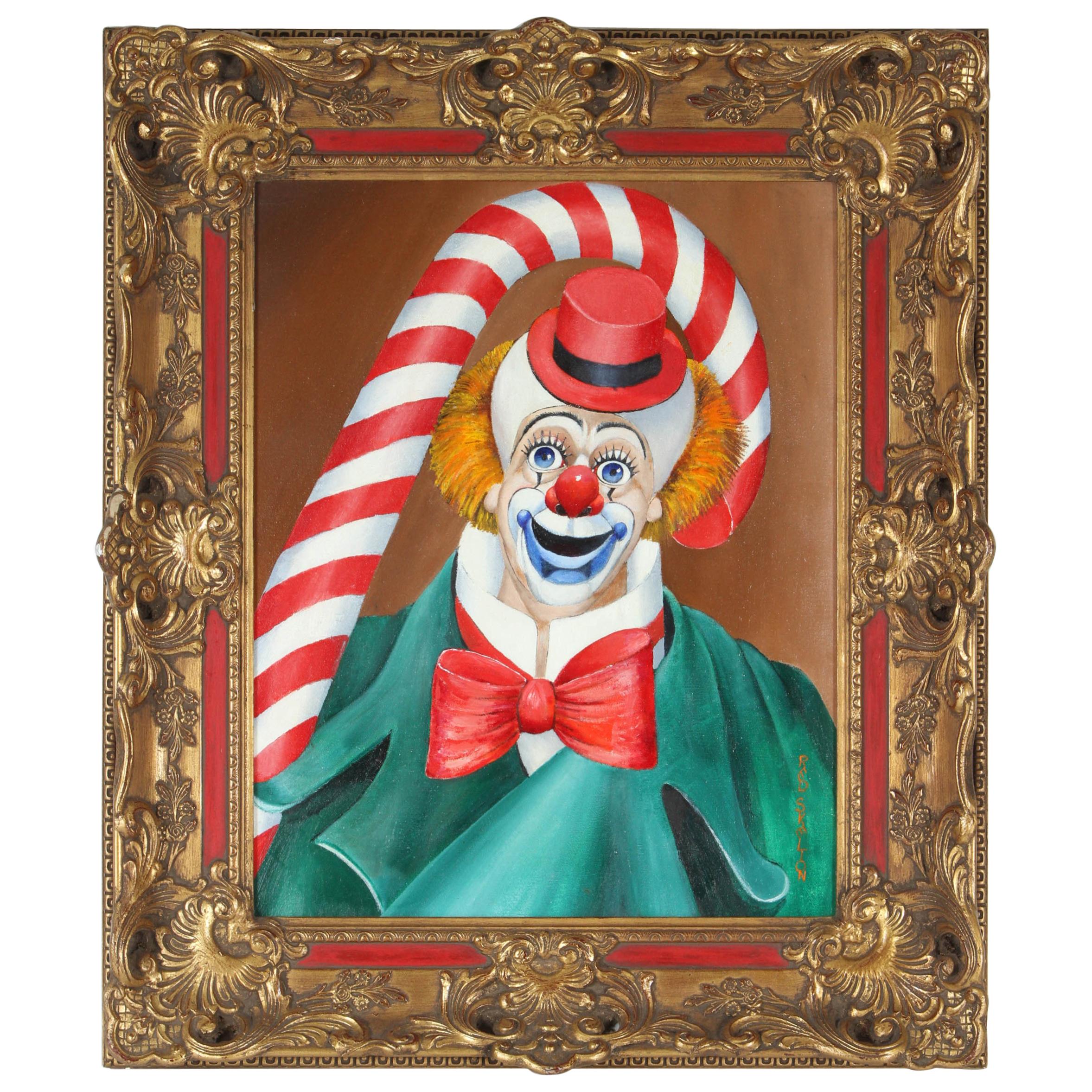 Peinture à l'huile originale signée du clown par Red Skelton