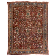 Alfombra persa antigua roja de lana Sultanabad Rugs hecha a mano con motivos por toda la superficie