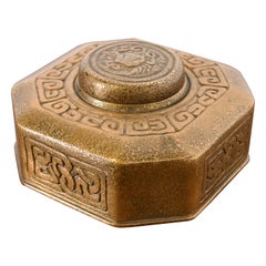 Tiffany Studios New York Zodiac Bronze Doré Tintenfass