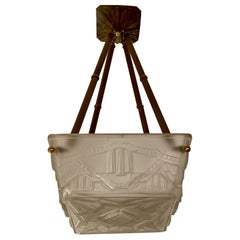 French Art Deco Pendant Chandelier by Sabino