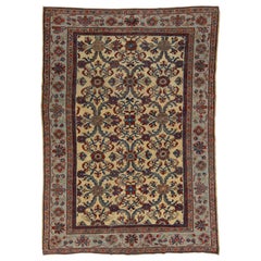 7 x 10 Antique Persian Mahal Handmade Wool Rug In Tan With Floral Pattern