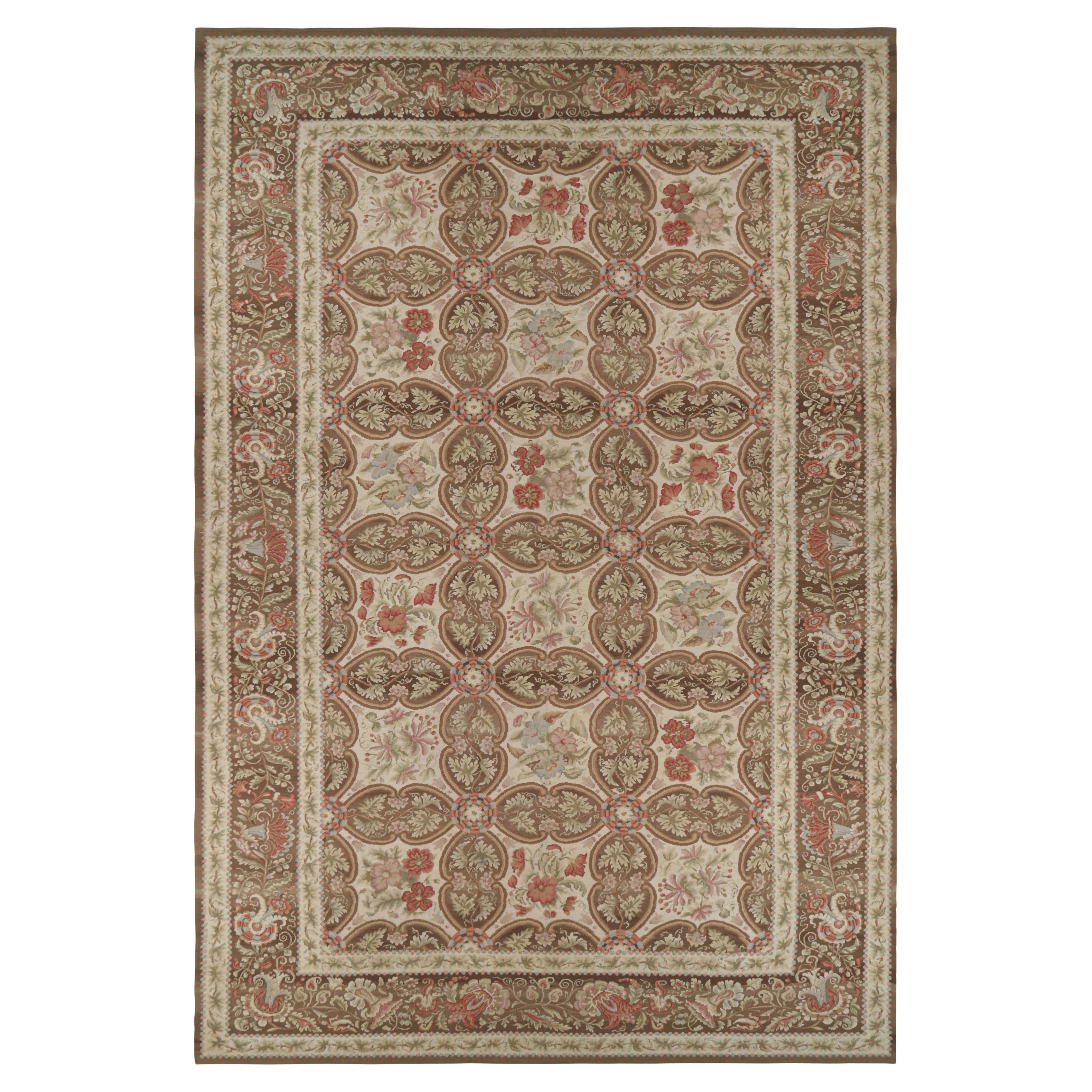 Rug & Kilim's Oversized Bessarabian Style Rug in Beige-Brown with Floral Pattern