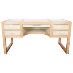 Exceptional Parchment and Cerused Oak Desk in the Style of Paul Dupré-Lafon 