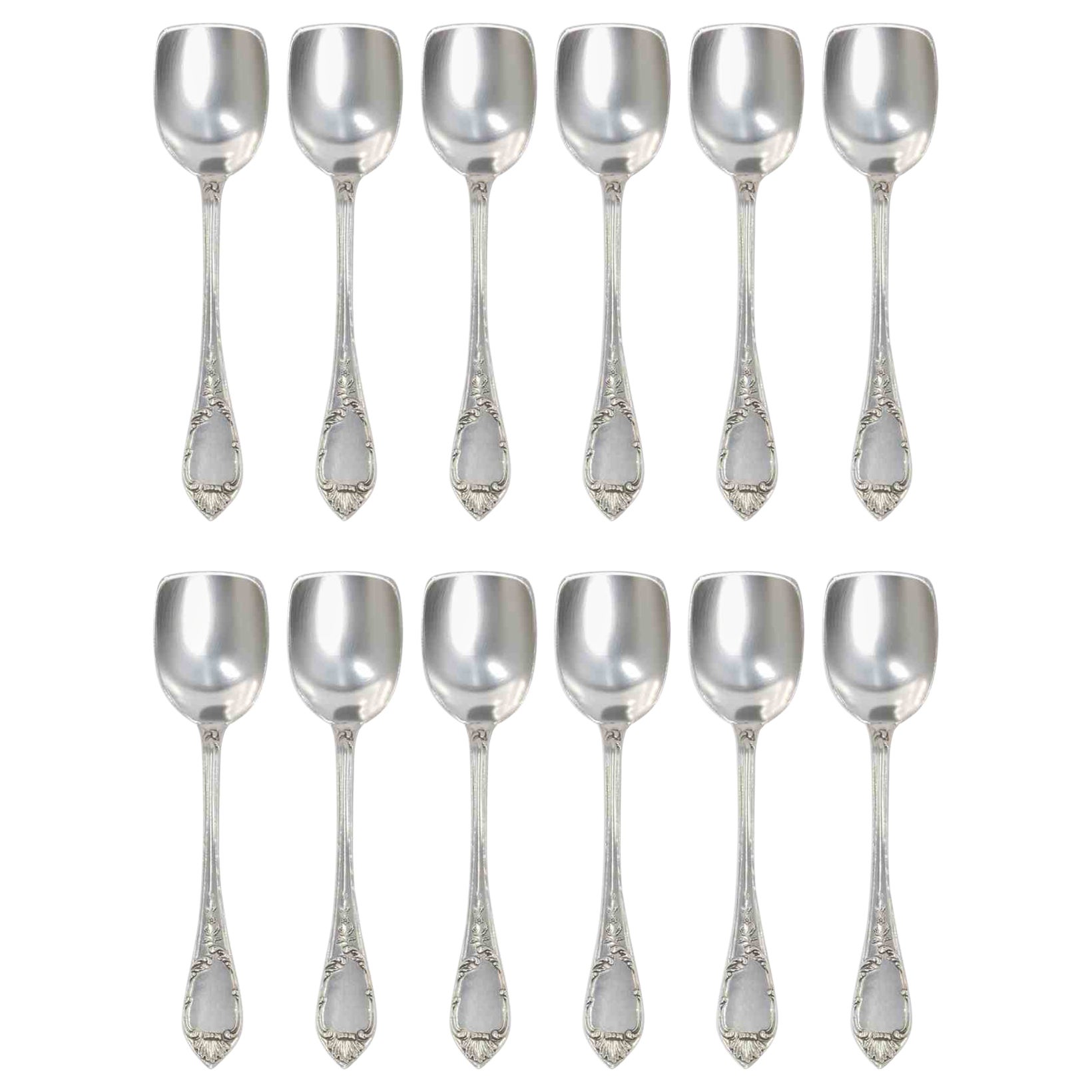 Juego de 12 cucharas de postre, Italia, mediados del siglo XX