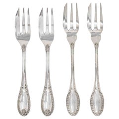 Set di 4 forchette da pesce in argento, Italia, metà del XX secolo