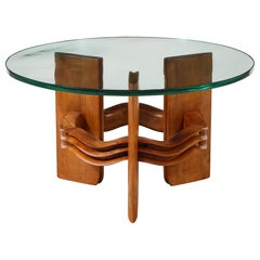 Cocktail Tables di Osvaldo Borsani in legno intagliato e vetro, Italia, circa 1940