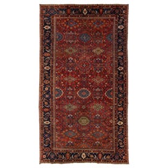 1880s Oversize Antique Floral Persian Sultanabad Wool Rug In Red