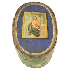 19th Century Oval Hand Painted Bentwood Brides Box