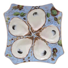 19th Century Continental 5 Well Square Oyster Plate