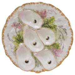 Antique French Haviland & Company Limoges Porcelain Turkey Pattern Oyster Plate