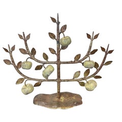Albero di frutta di mele d'epoca in metallo tinta unita