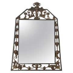 Specchio in stile artigianale in bronzo del 1950