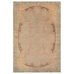 Tappeto in lana intrecciata a mano di Doris Leslie Blau di ispirazione viennese, verde e rosa