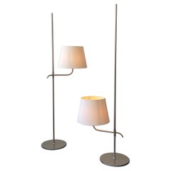 Paire de lampadaires réglables en laiton nickelé STE de Florian Schulz 1980