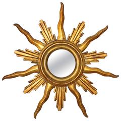 French Giltwood Sunburst or Starburst Mirror