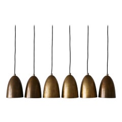 Set of Six Bronze Anodized Pendant Lamps or Hanging Lights 1980s Germany