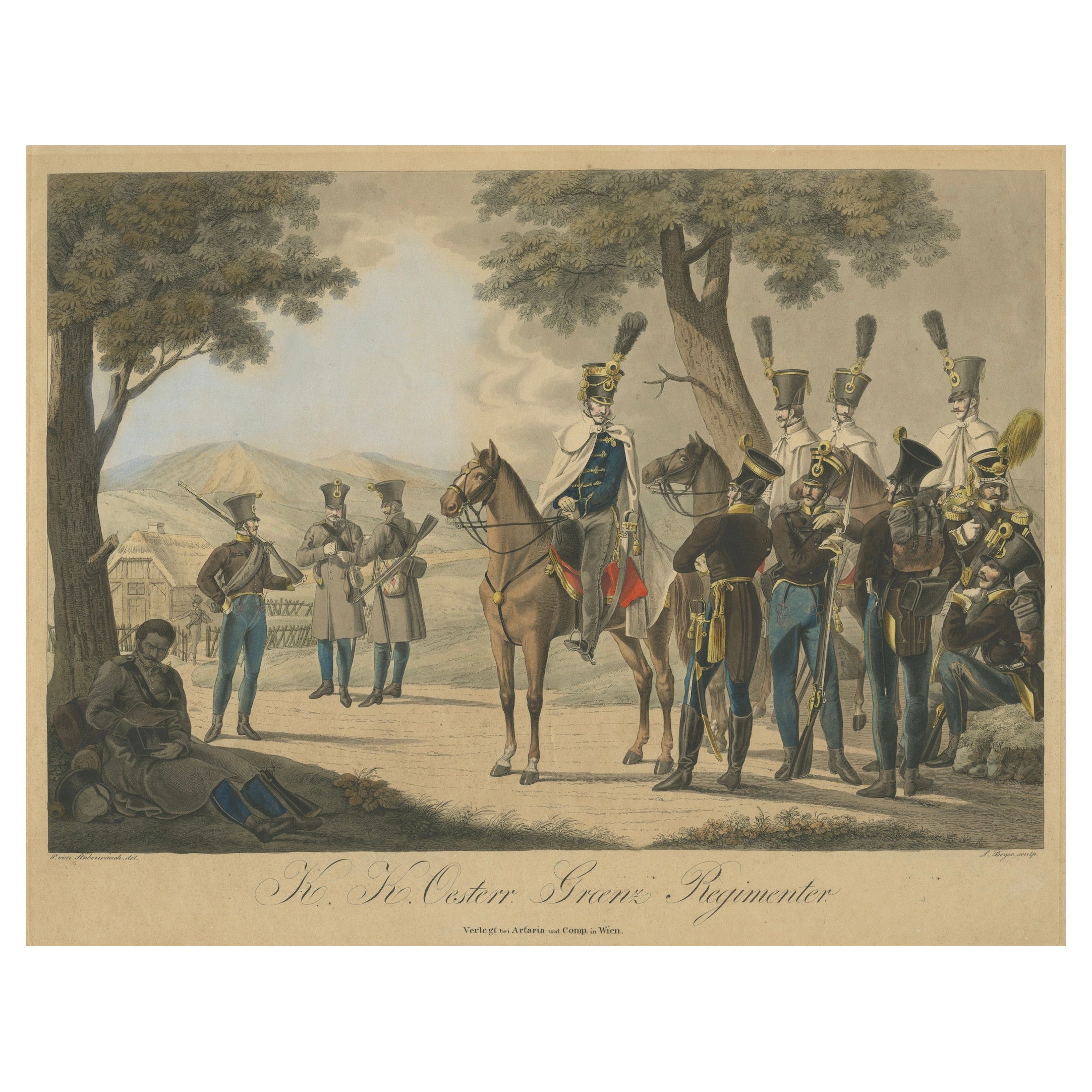 Soldati del Reggimento di Frontiera austriaco durante l'era napoleonica, circa 1820