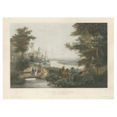 El castillo de Stolzenfels en el Rin, gran cromolitografía, 1840