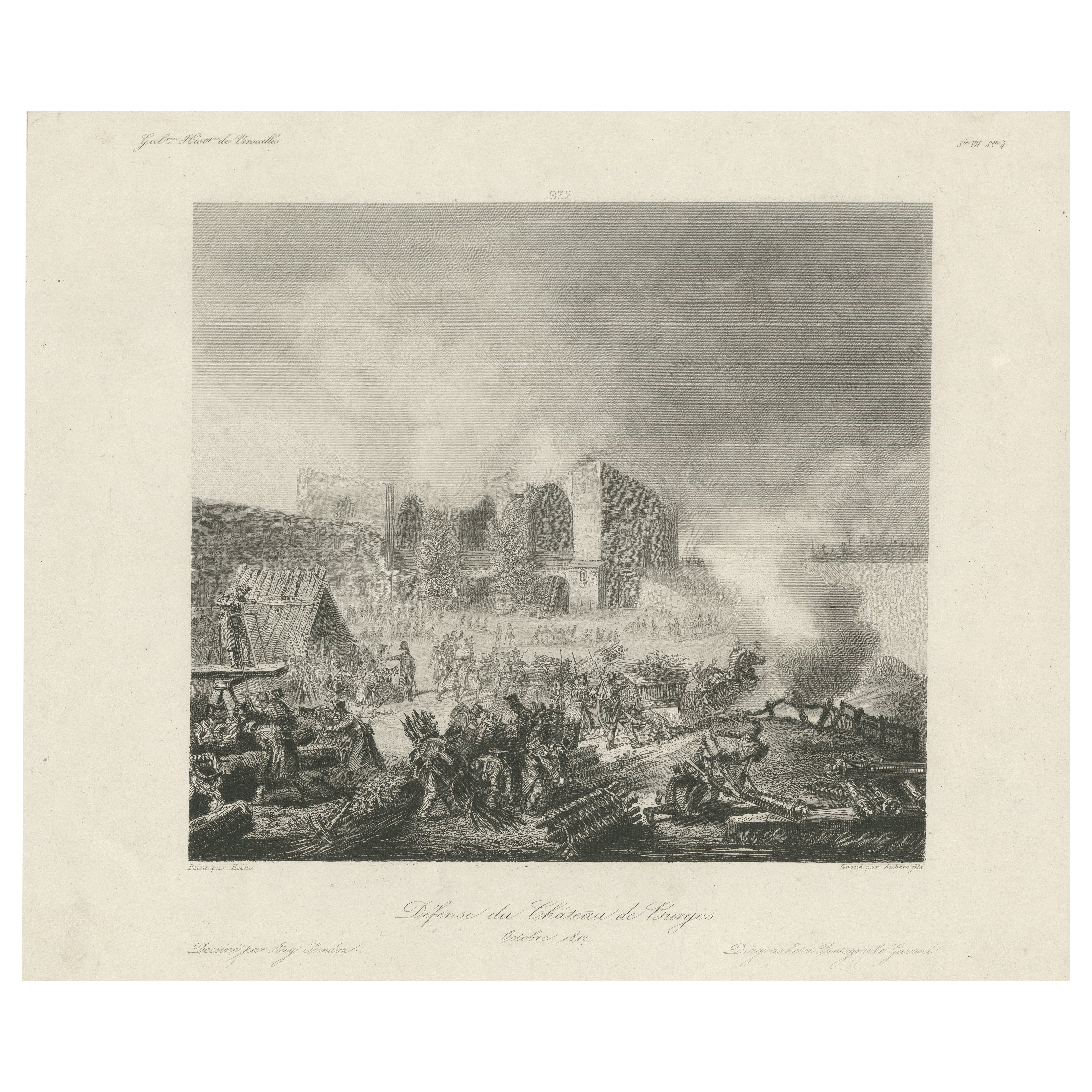 Napoleon's Defense of Burgos Castle in Spain, 1812 - Peninsular War Engraving