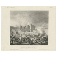 Napoleon's Defense of Burgos Castle in Spain, 1812 - Peninsular War Engraving