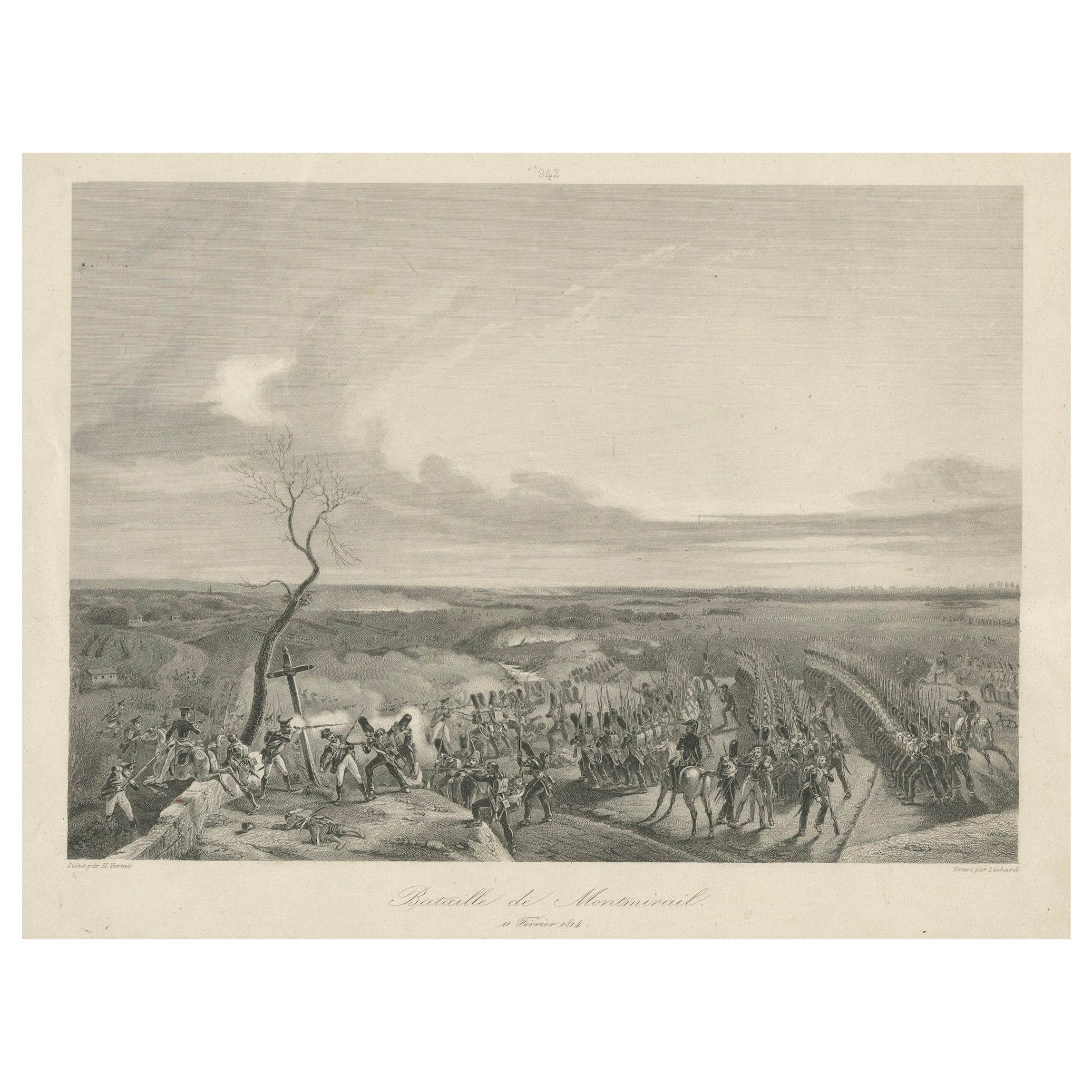 Batalla de Montmirail, 11 de febrero de 1814 - Grabado icónico de la Guerra Napoleónica