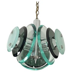 3-Licht-Kronleuchter aus der Mitte des Jahrhunderts, „Satellite“-Modell, VECA zugeschrieben, 1960er Jahre