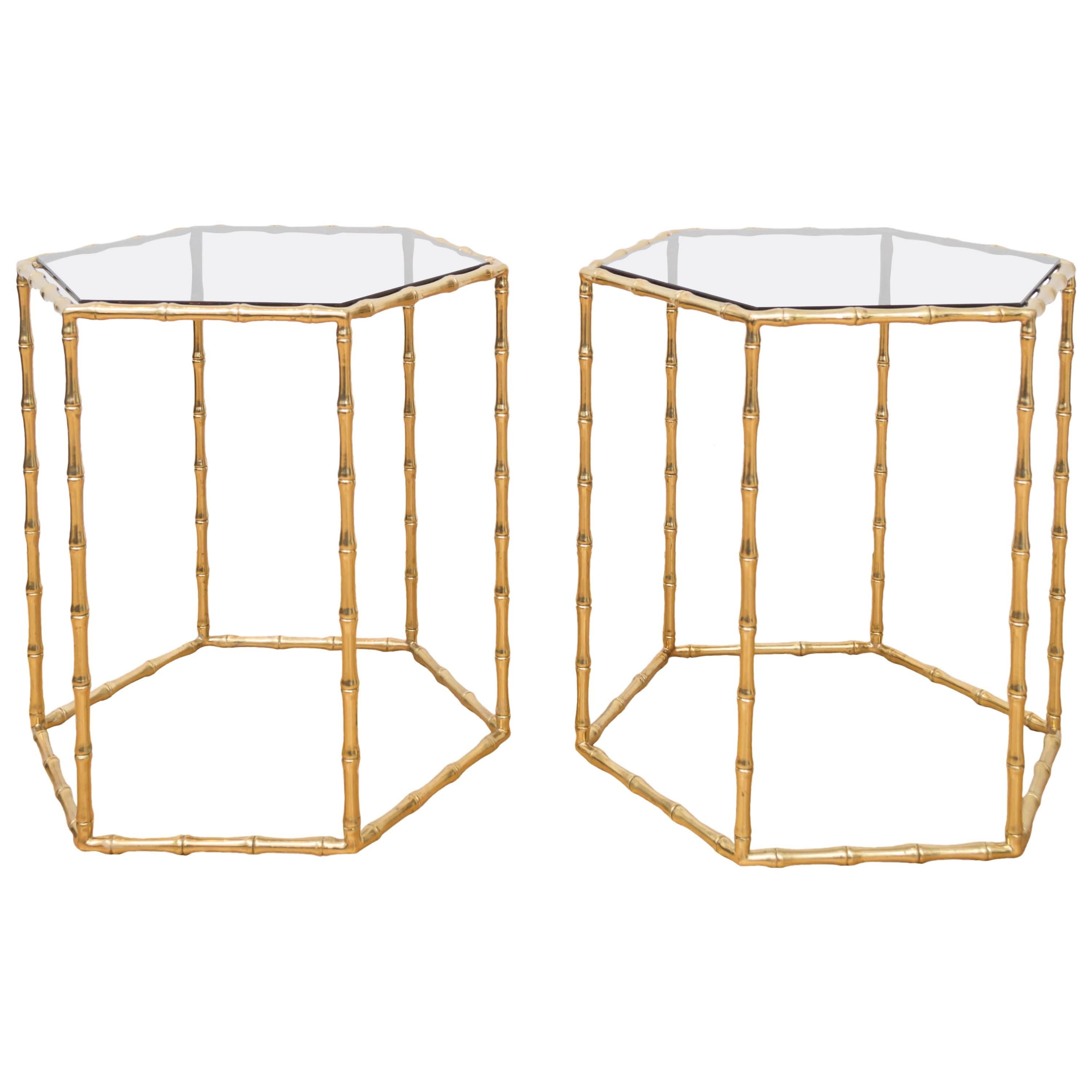 Brass Tables in the Manner of Maison Baguès For Sale