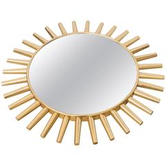 Italian Polished Brass Sunburst Mirror