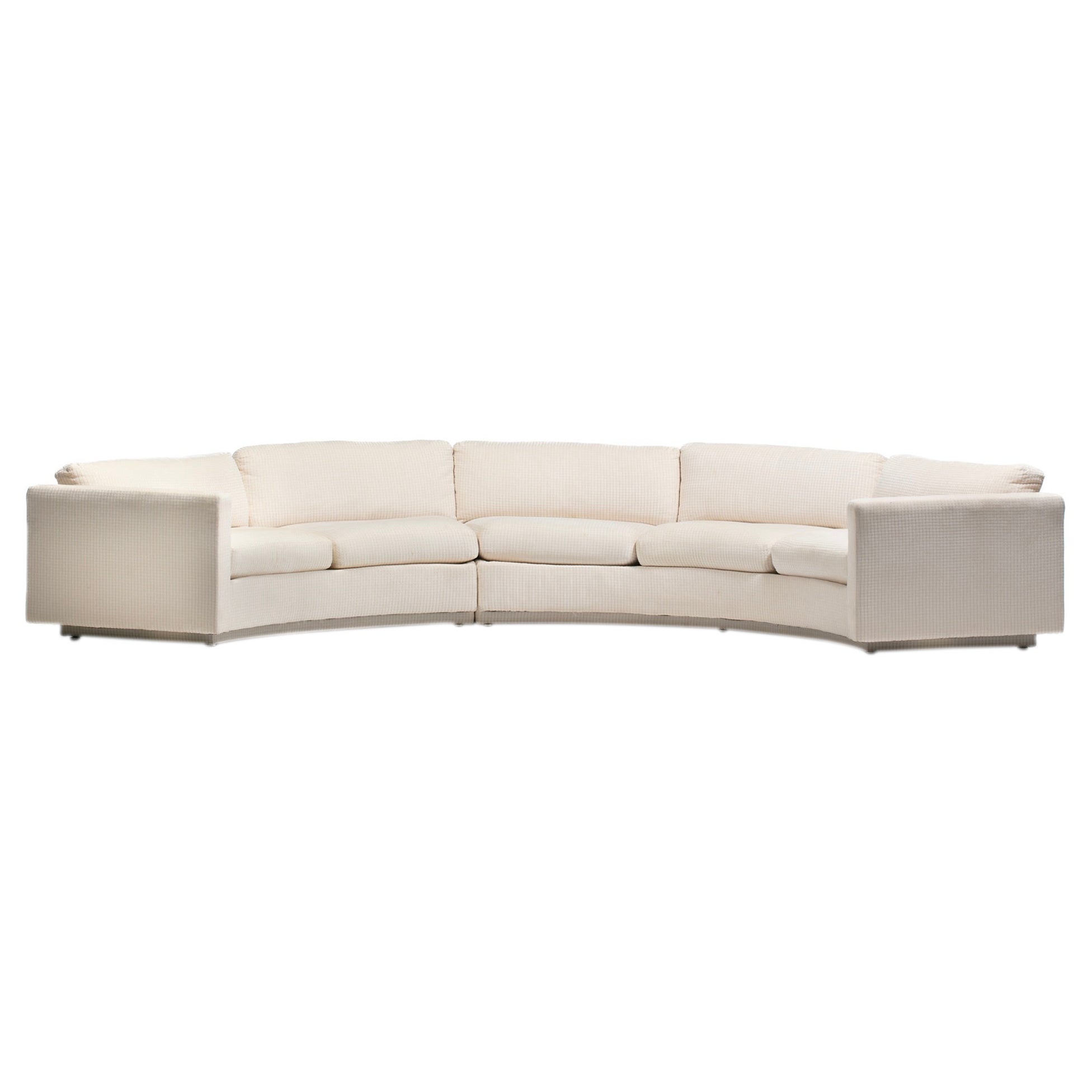 Milo Baughman Ivory Cream Semi-Circular Sectional Sofa for Thayer Coggin