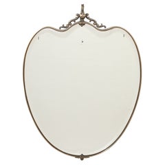 Italian 1950's Brass Shaped Wall Mirror with Horse Sculpture