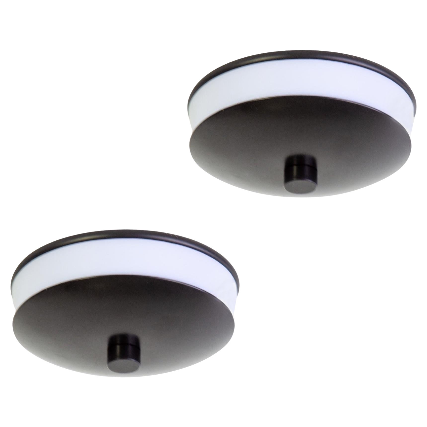 Pair of Side Flush Mount Ceiling Lights by Research.Lighting, Small, Black, MTO For Sale