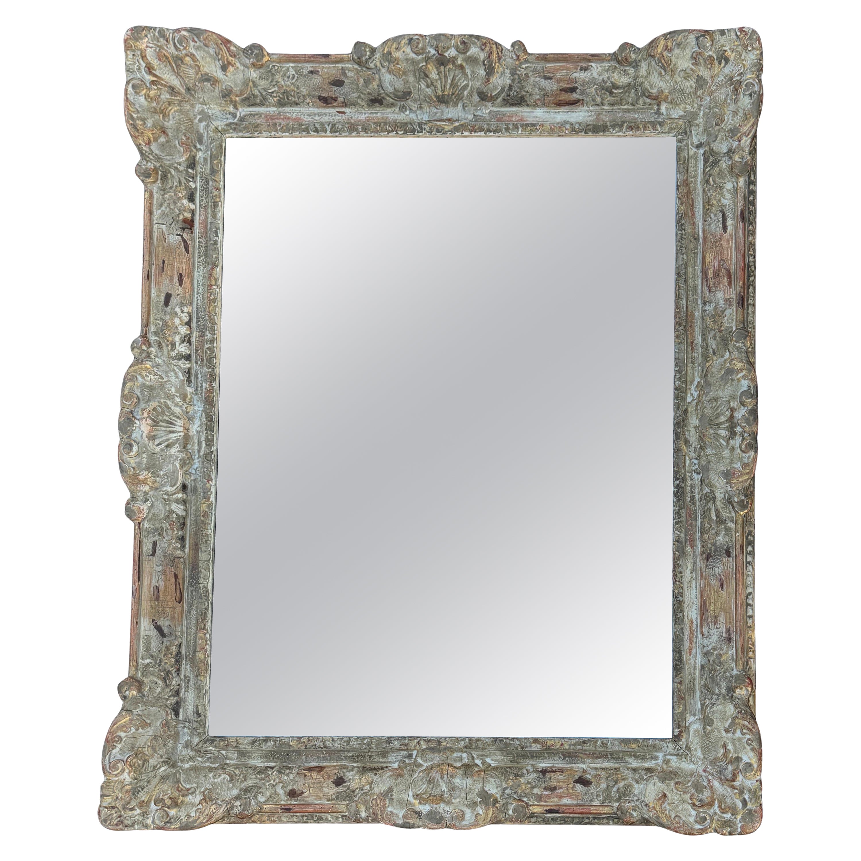 Grand miroir rococo français du 19ème siècle peint en or doré