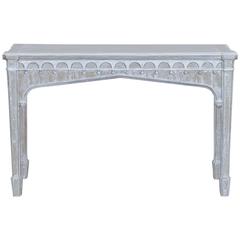 Antique English Painted Gothic Revival Oak Console Server Table, circa 1840