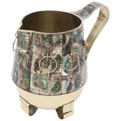 Abalone and Polished Brass Pitcher or Vase or Object 3