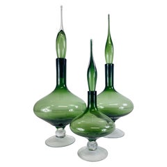 Mid-century vintage complementary set of hand blown art glass jars