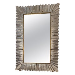 Silver Murano Glass and Brass Mirror