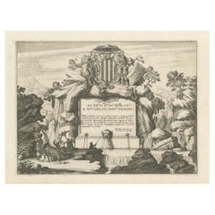 Incisione barocca allegorica con stemma nobiliare, 1690 ca.