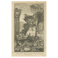 Gravur der Ruinen und Skeletts von Julius Ceasar: Ein Charpentier Vanitas, 1757