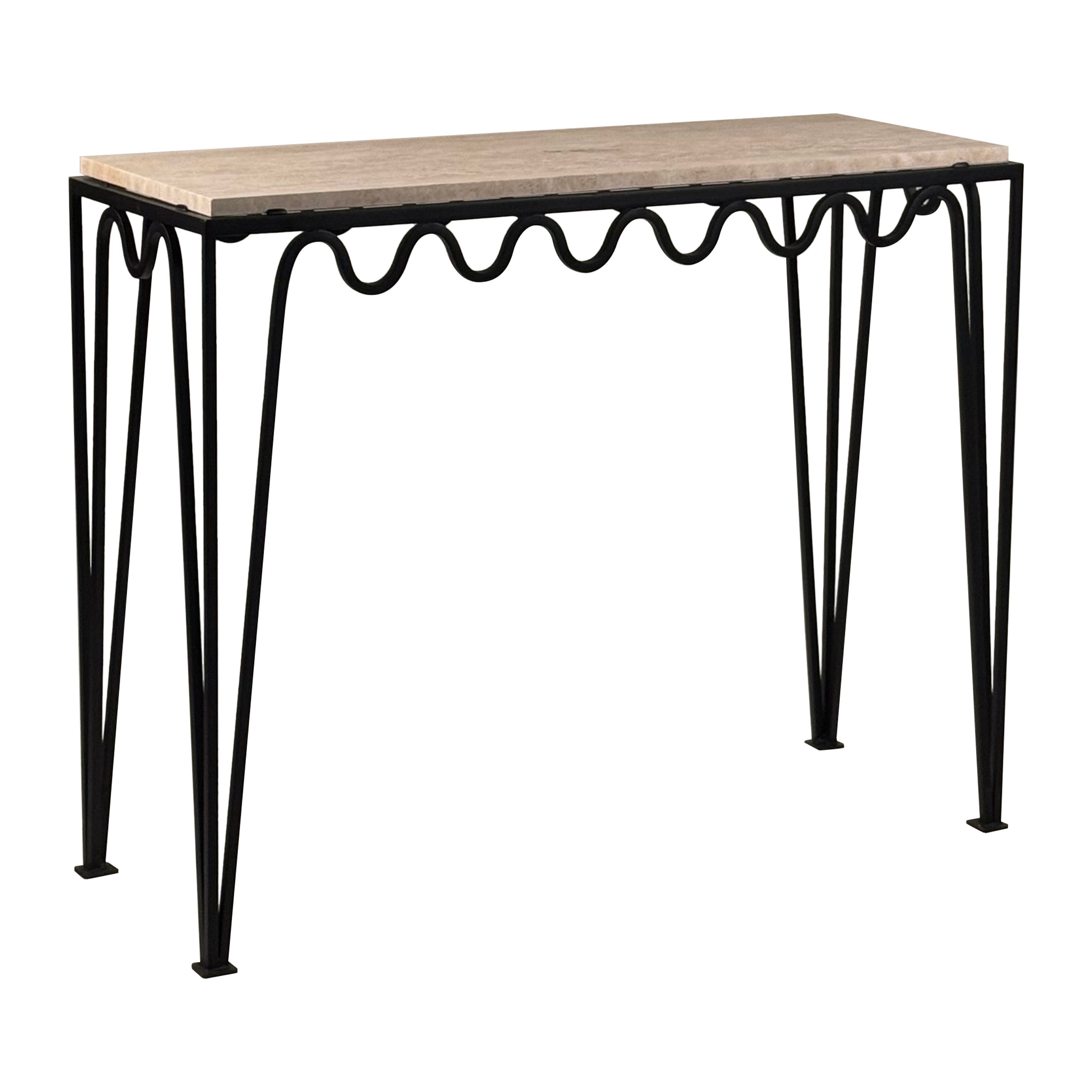 Large 'Méandre' Travertine Console by Design Frères