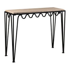 Large 'Méandre' Travertine Console by Design Frères