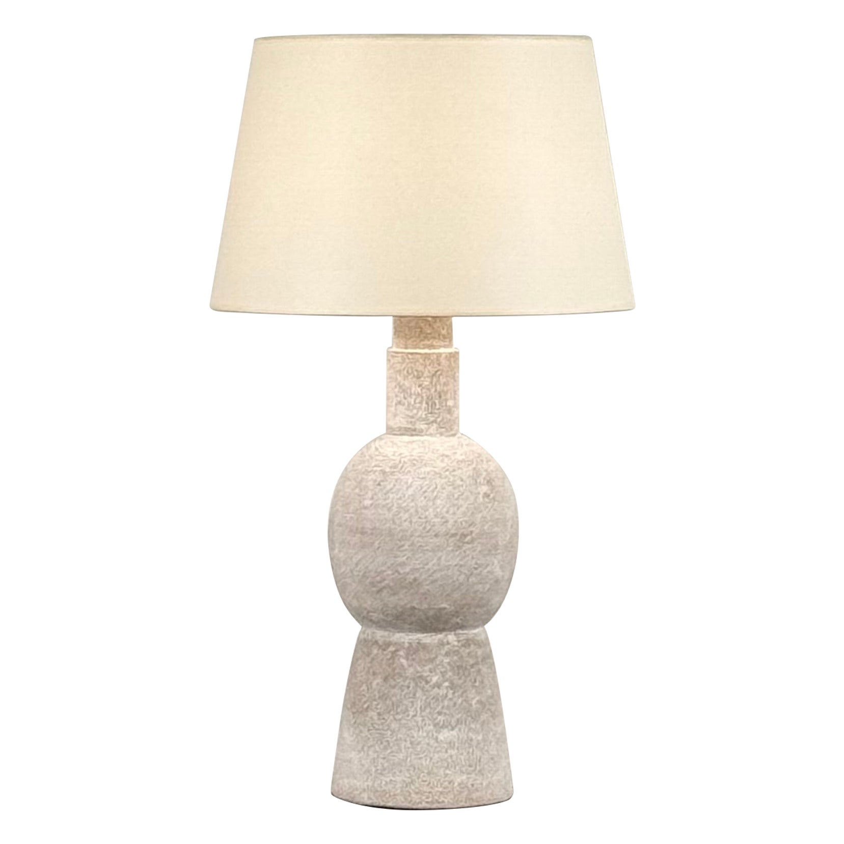 Large 'Bilboquet' White Stoneware Lamp by Design Frères