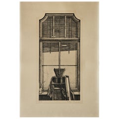 Original-Radierung von Rolf Escher „Forgotten Window“  „ datiert, signiert, 1977
