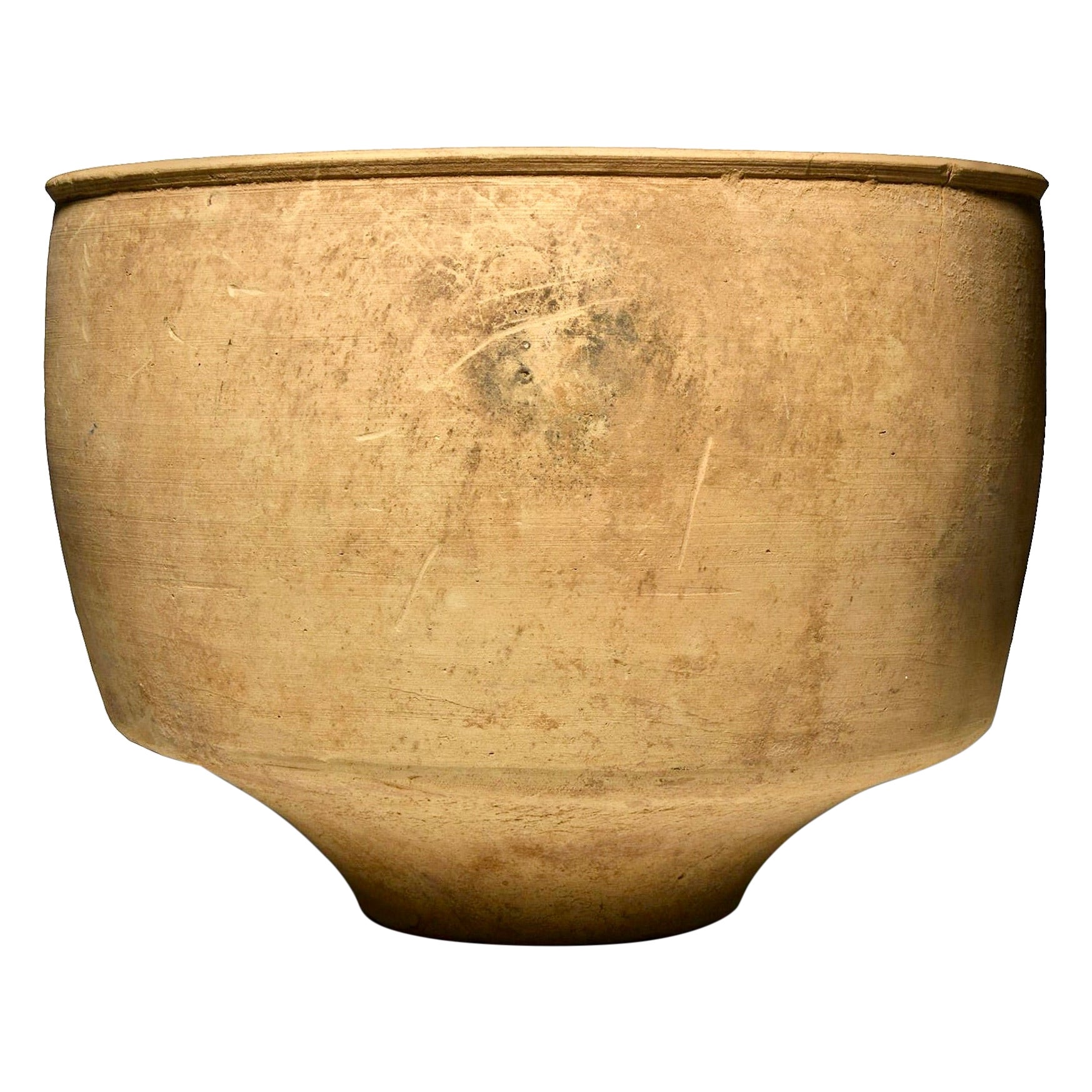 Large Western Asiatic Buff Ware Footed Storage Jar
