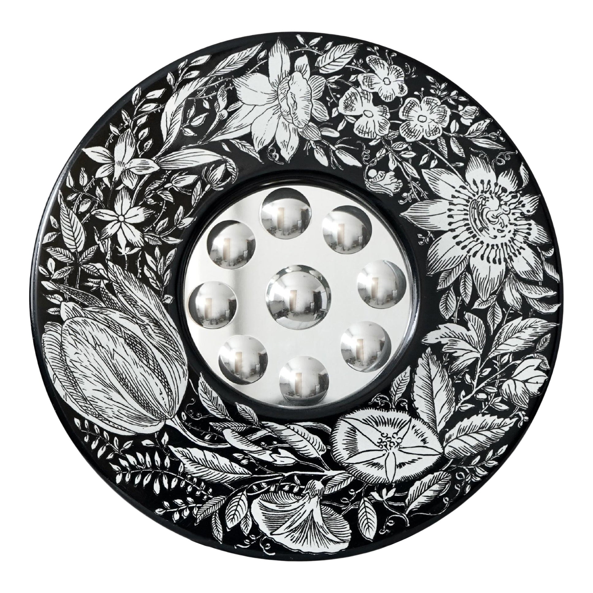 Rare miroir optique convexe 'Corona di fiori' de Piero Fornasetti, Italie, années 1950