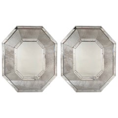 Pair of Tall 'Octogone' Beveled Mirrors by Design Frères